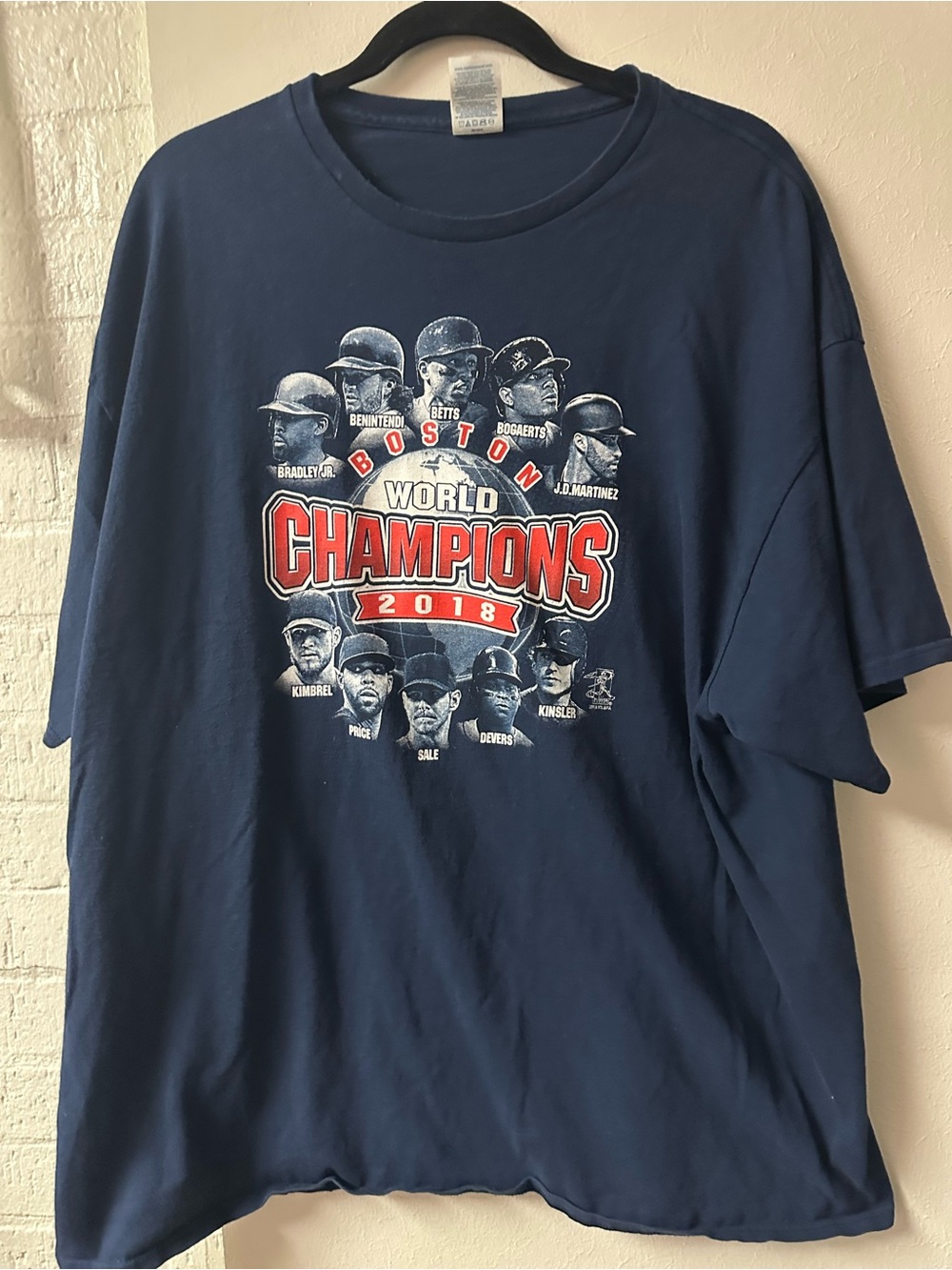 MLB Navy Blue Boston Champions Graphic Tee with Red Accents